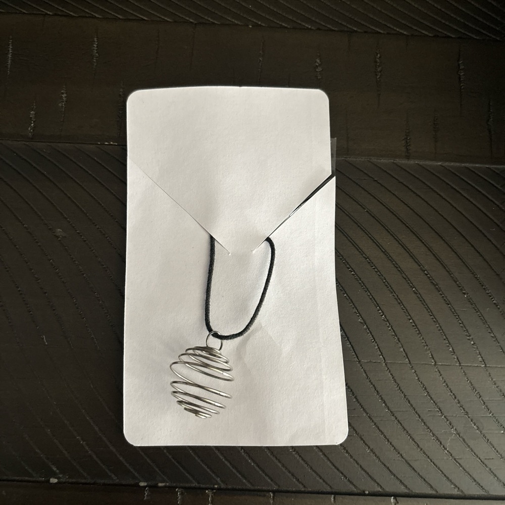 Black Cord Necklace with Silver Spiral Pendant - Unbranded